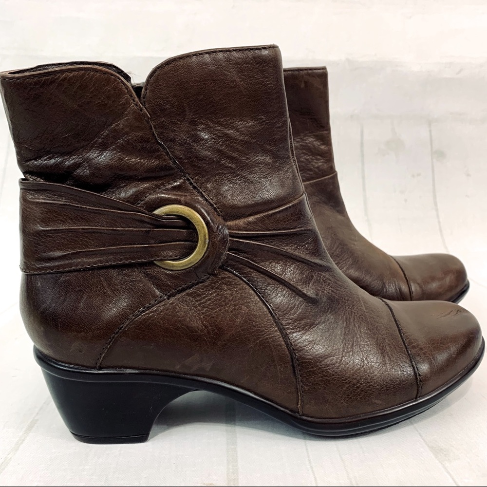 Clark's Ankle Boots Leather Zipper Buckle Booties